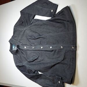Avenue Blue Black Denim Shirt Jacket Size 16